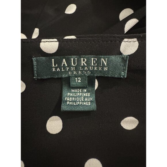 Ralph Lauren Black & White Polka Dot Dress Size 12 A-Line Summer‎ Wedding Party - Picture 3 of 7